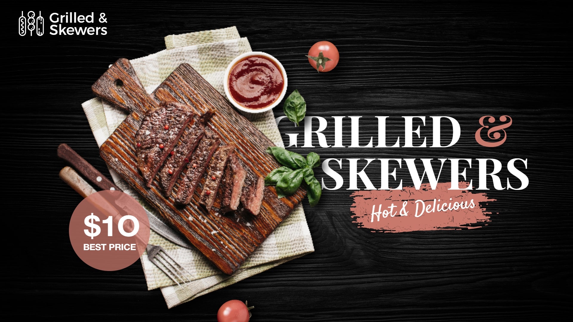 grilled skewers menu design idea