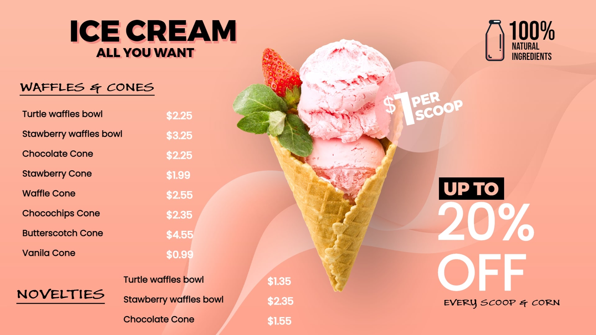 ice cream shop menu board design