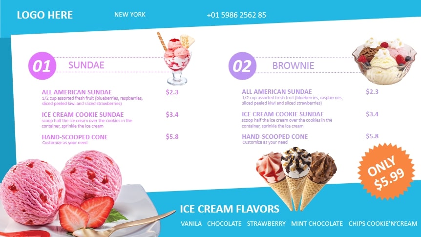 ice cream store menu boards