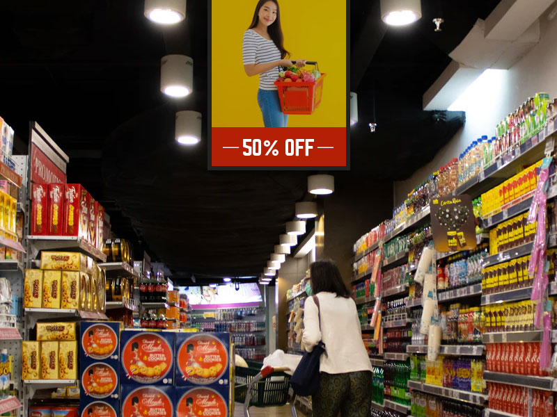 retail available offer on tv screen