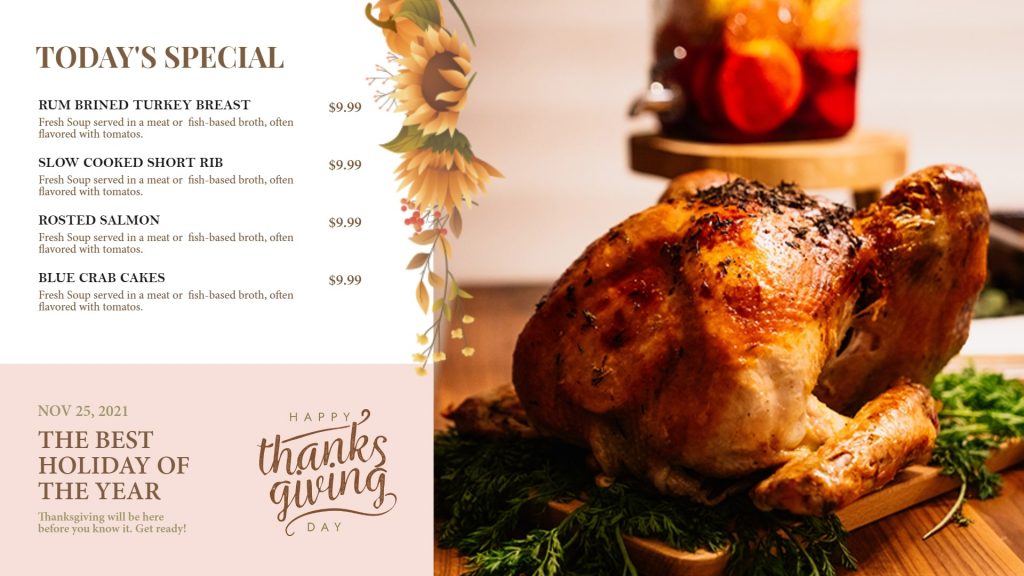 thanksgiving menu templates