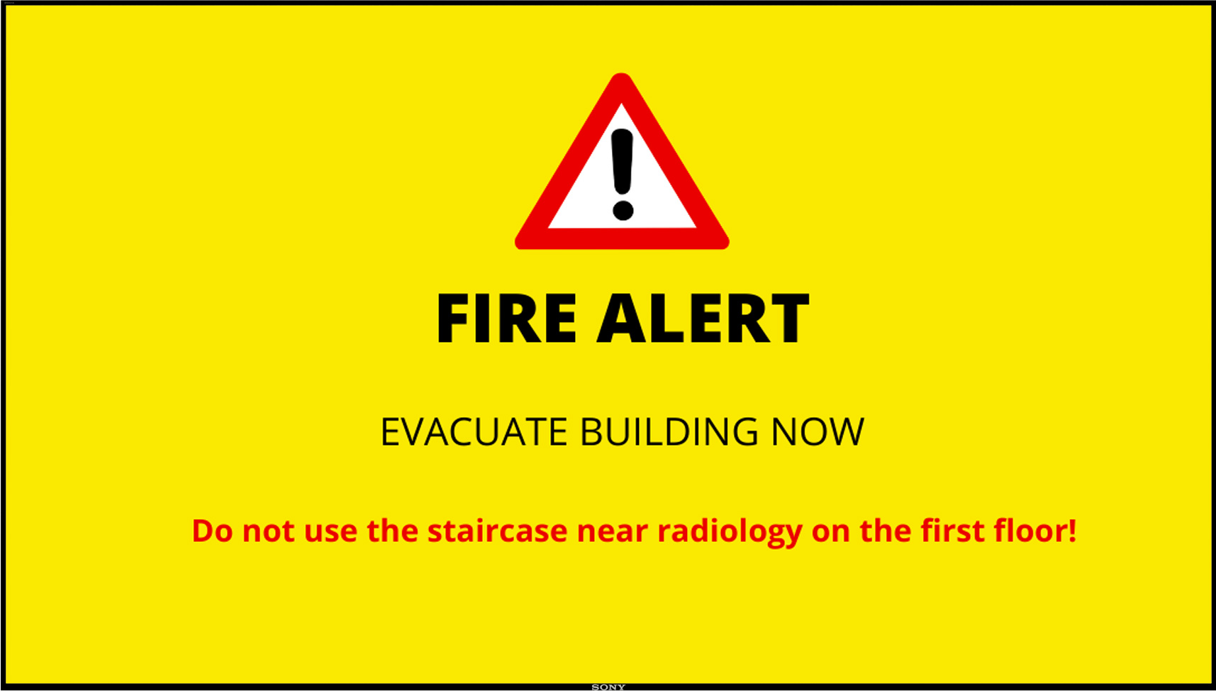 hotel emergency alert on tv signage