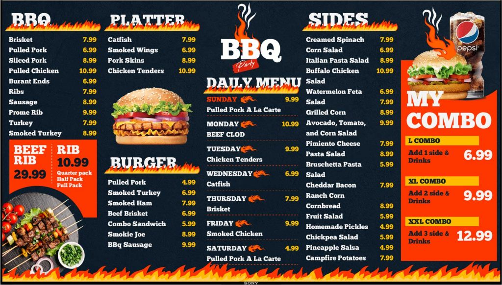 barbecue digital menu board template
