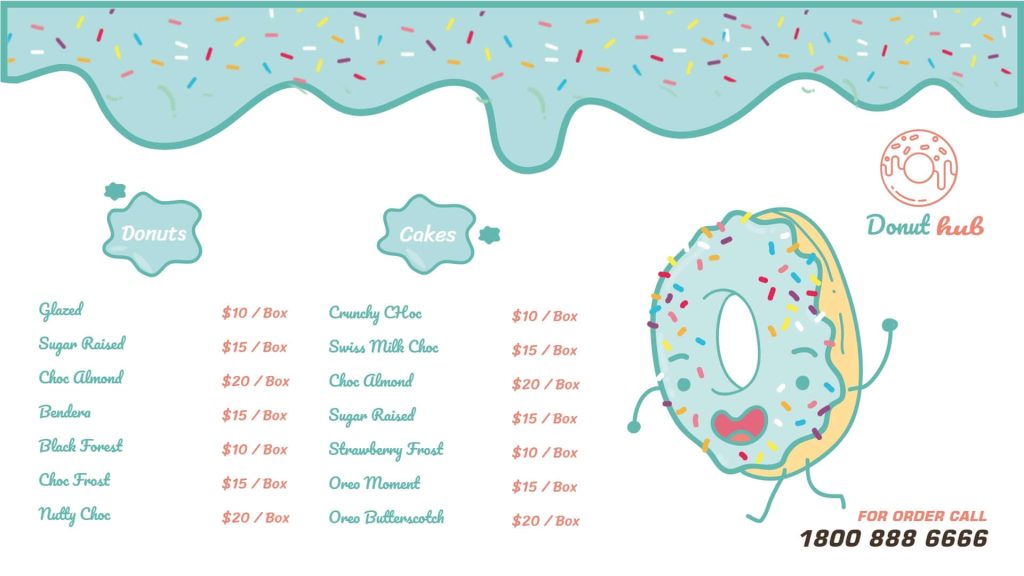 donuts bakery digital menu templates