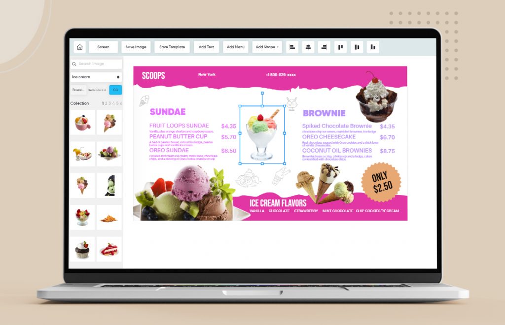 free ice cream shop digital menu boards