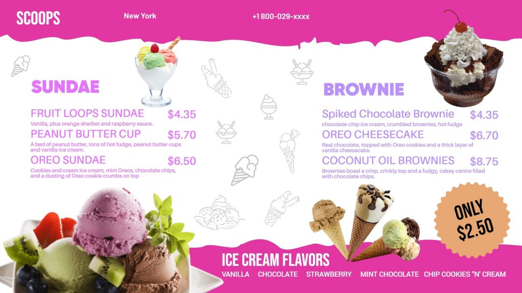 ice cream shop digital menu boards template
