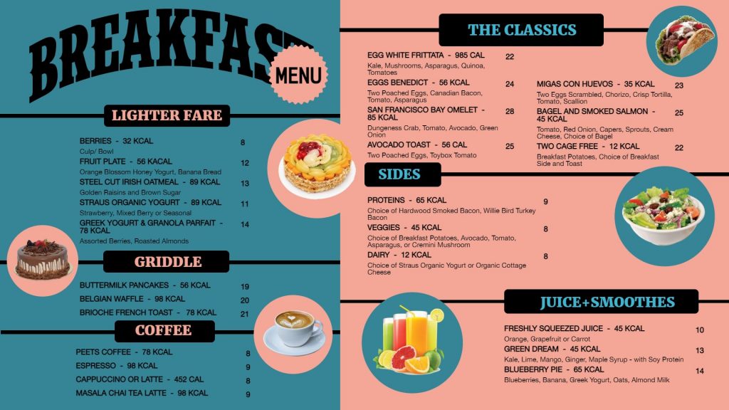 menu boards with calories mention