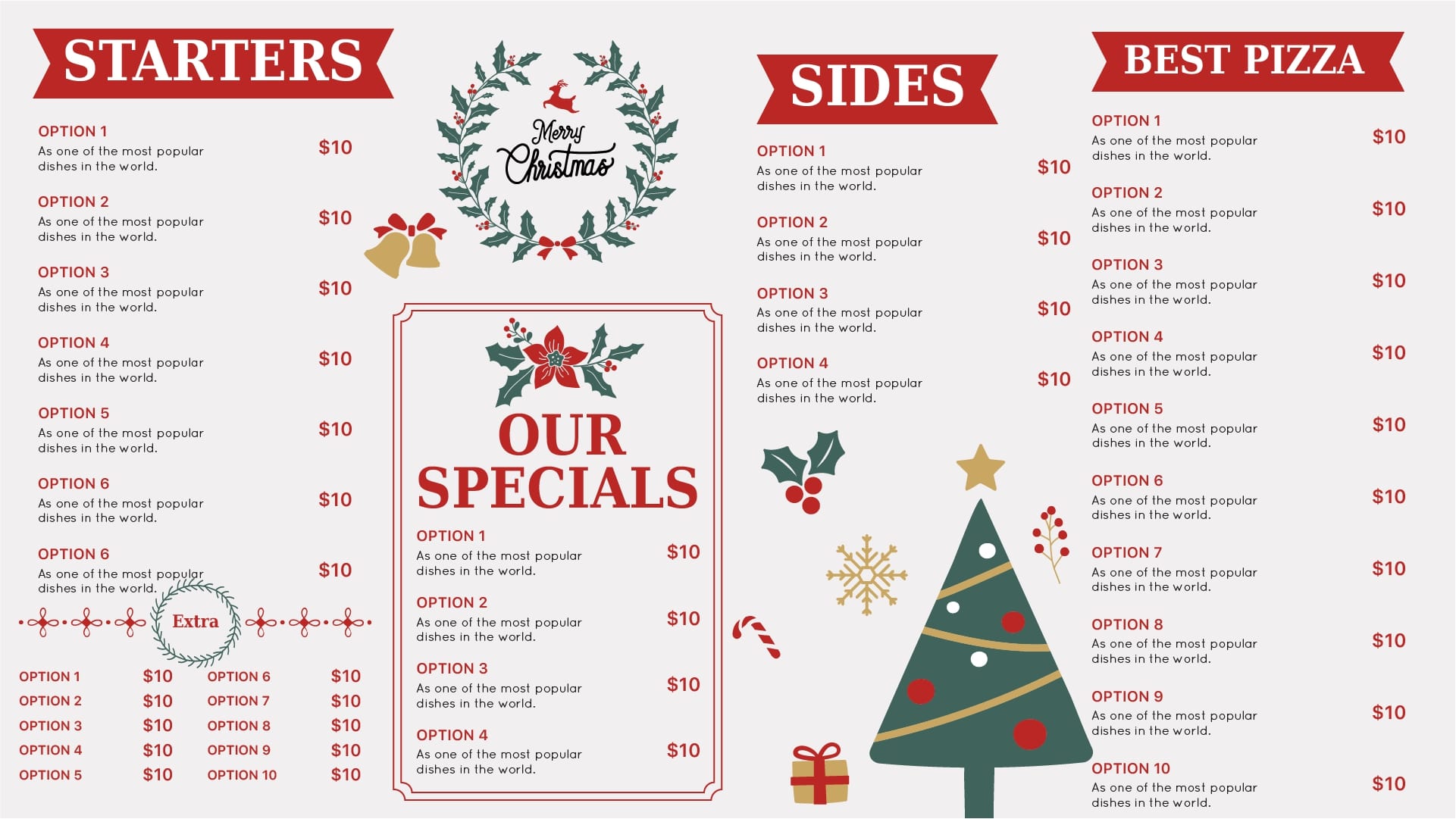 christmas menu design for fine dine restaurant