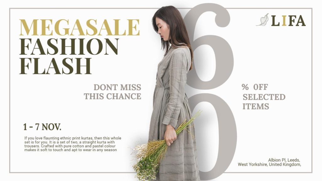 mega fashion sale offer banner on screen