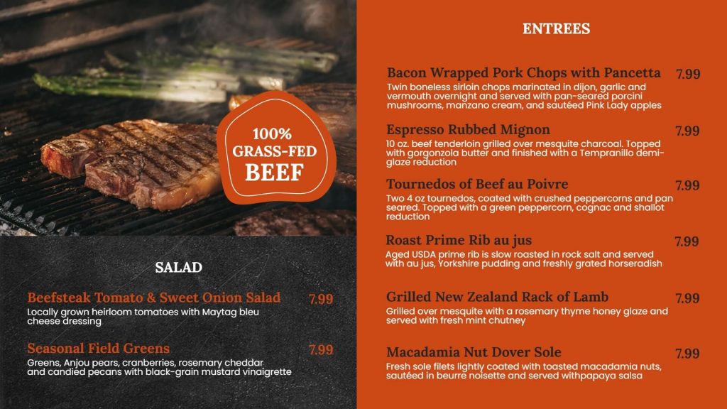 beef barbeque simple menu design idea