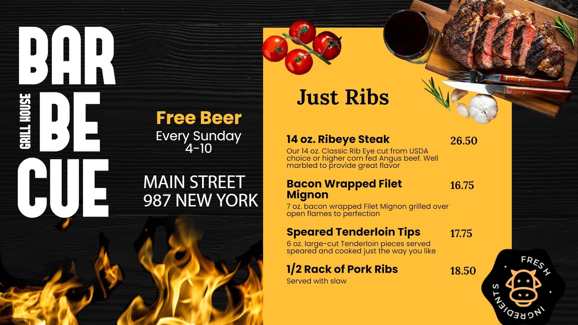 digital menu boards barbecue restaurant