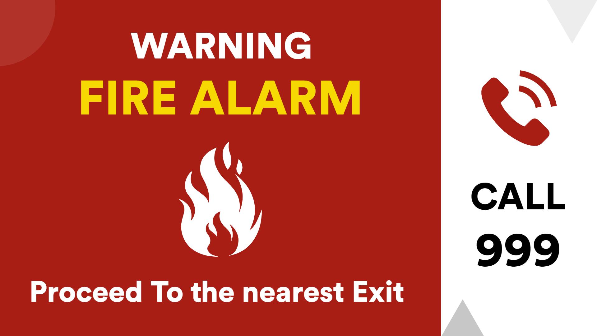 fire alarm warning on tv screen