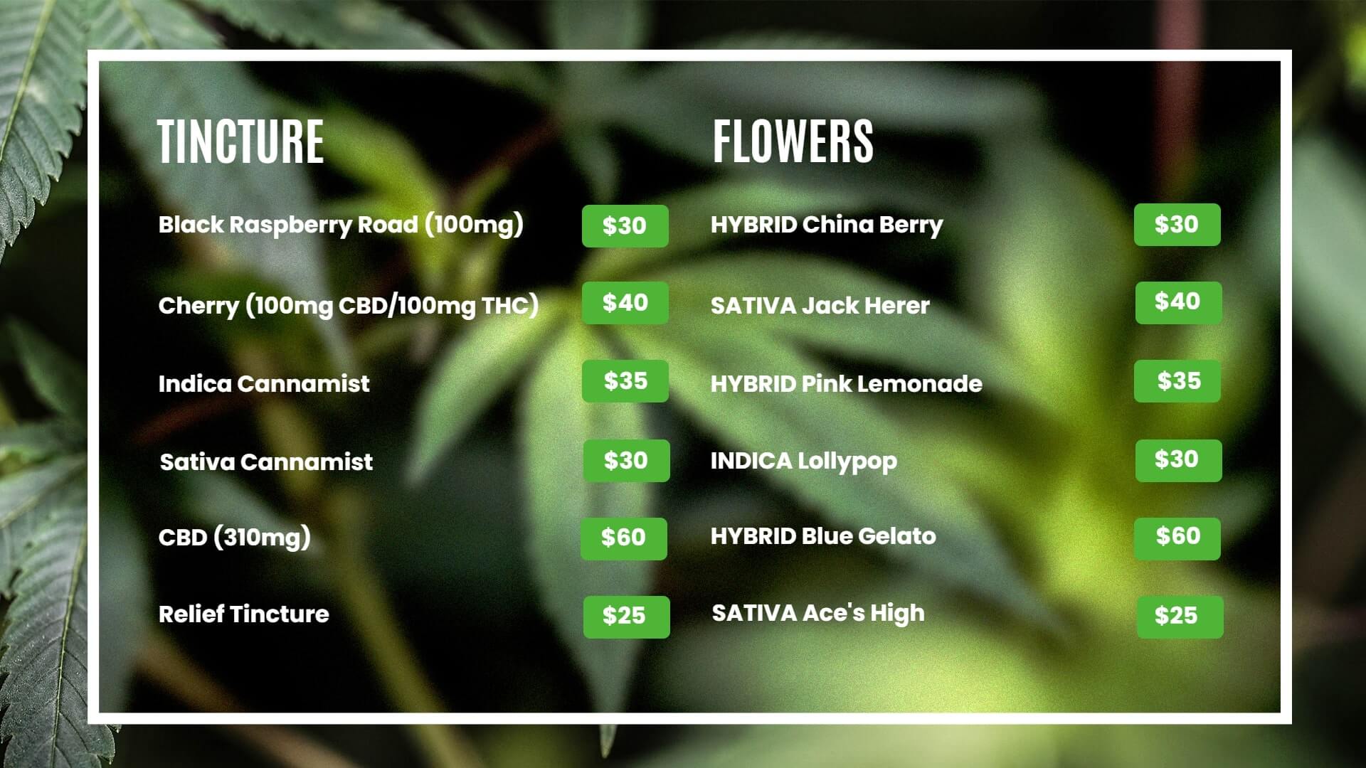 cannabis digital tv screen