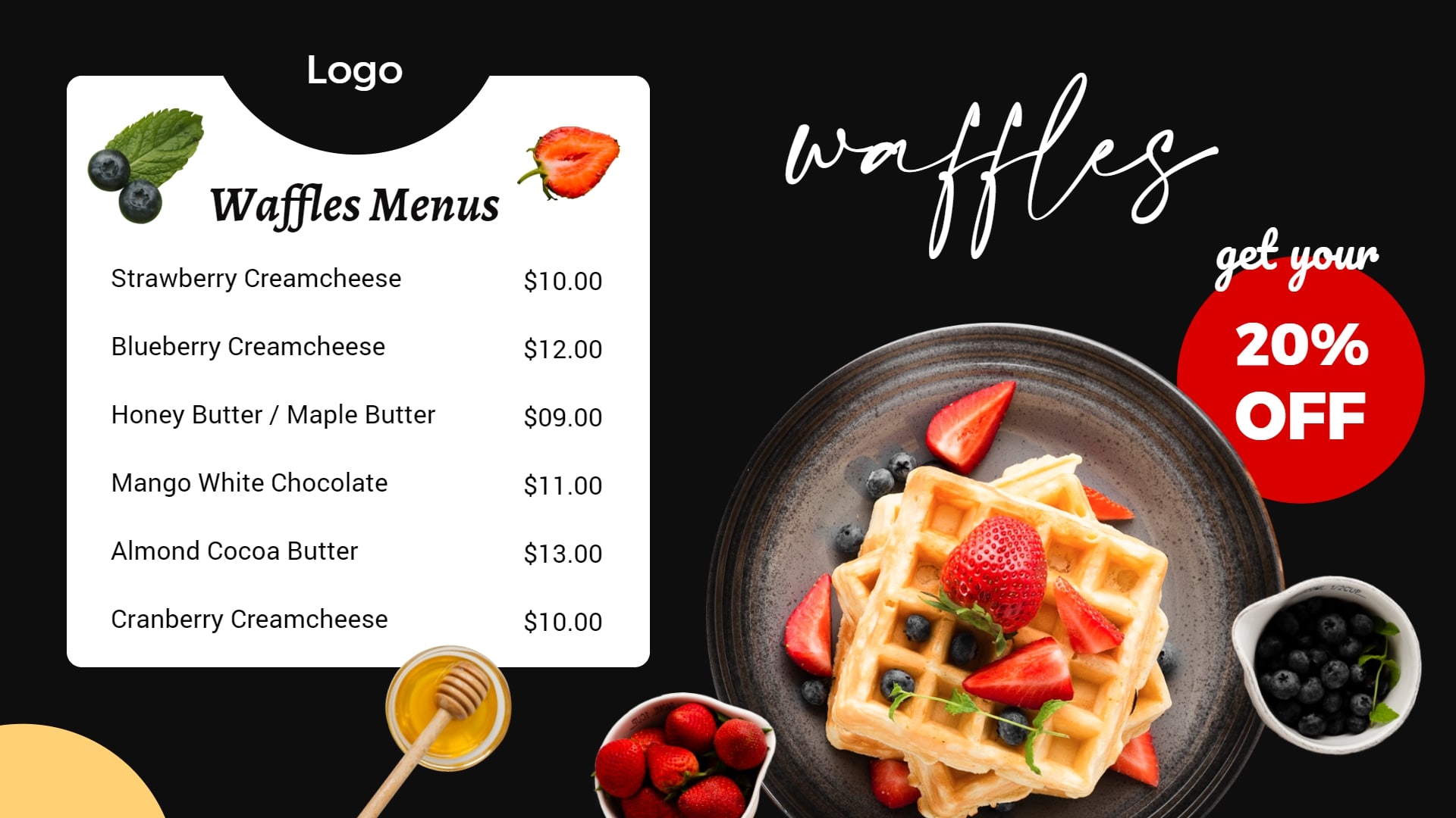 waffle menu boards offer promotion