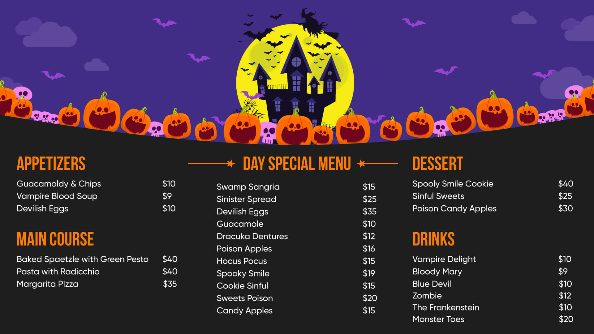 free halloween menu idea