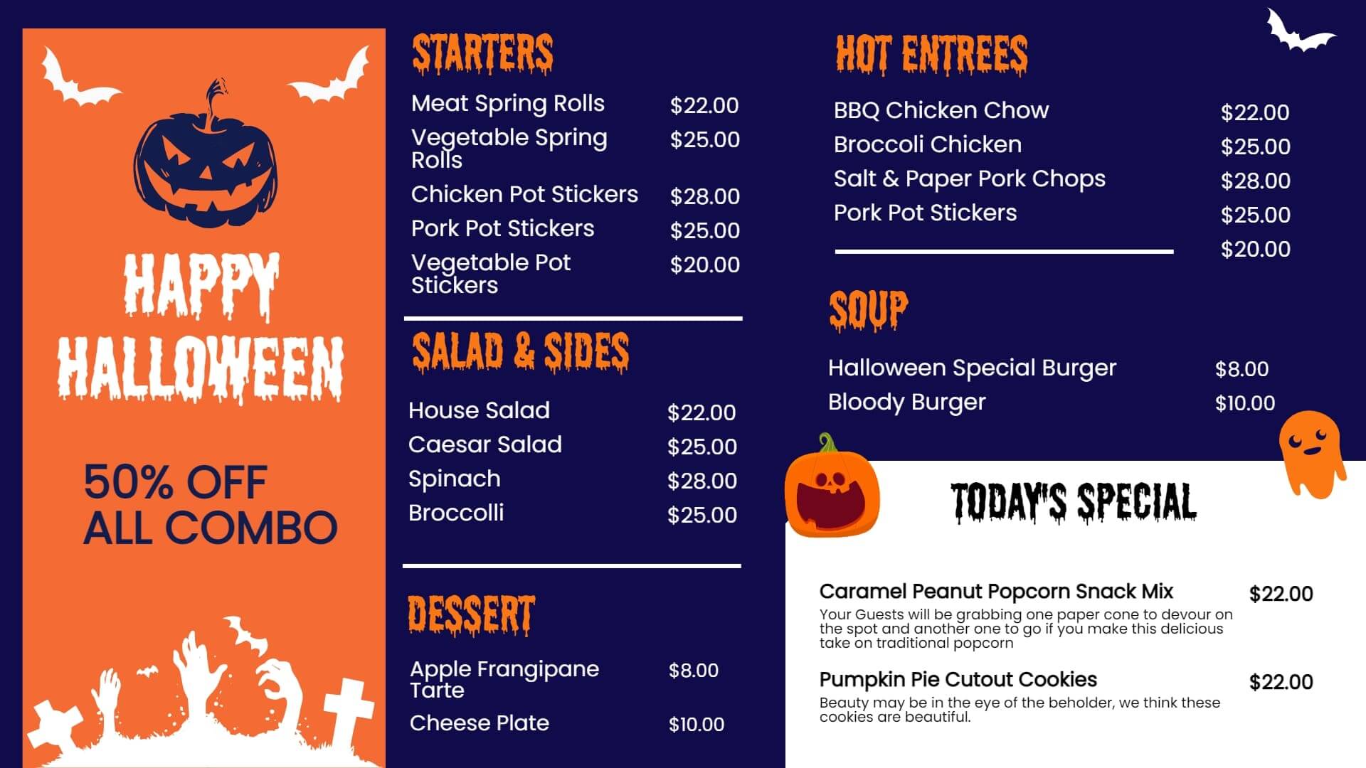 halloween menu boards design