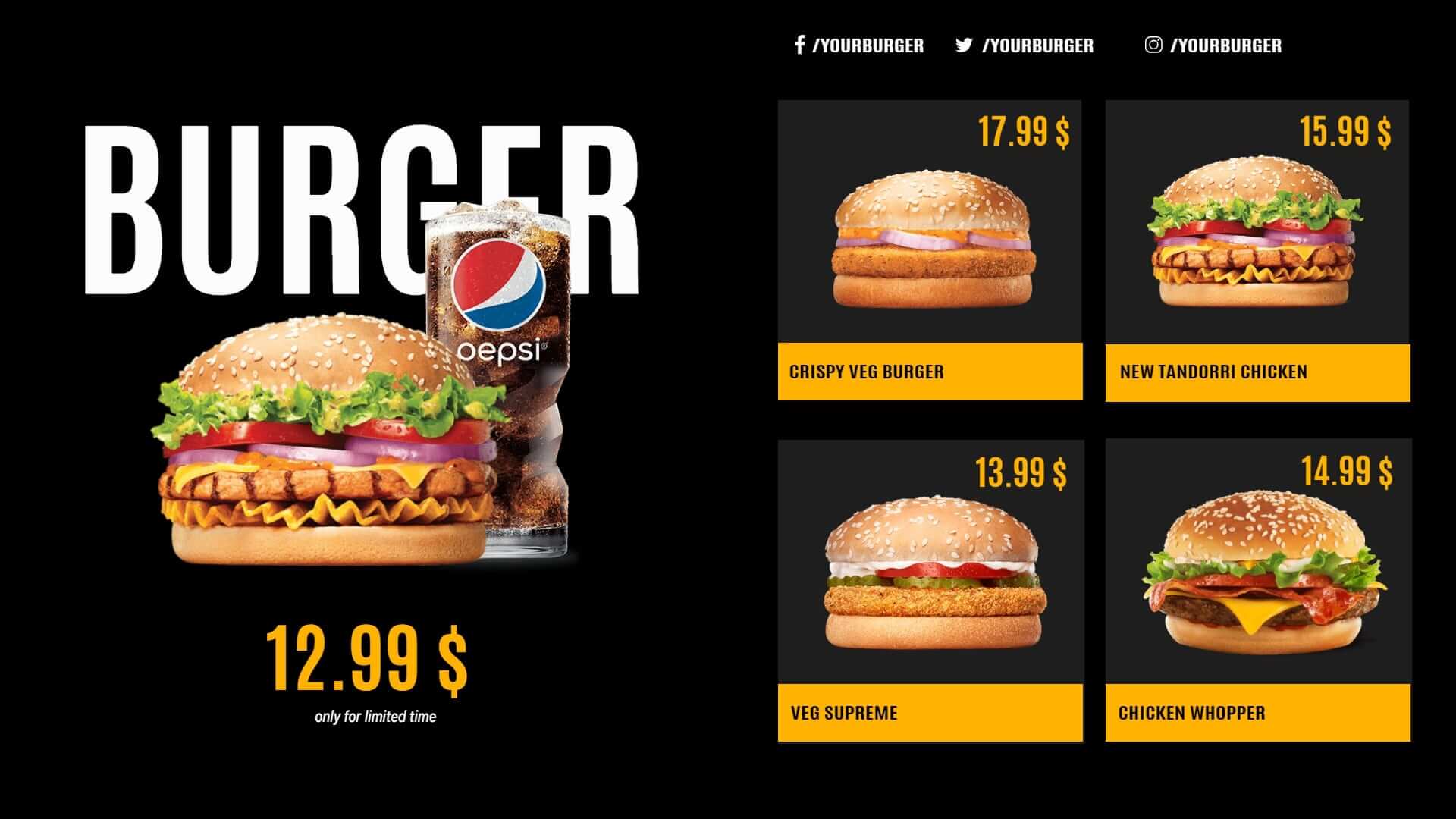 burger shop menu boards template