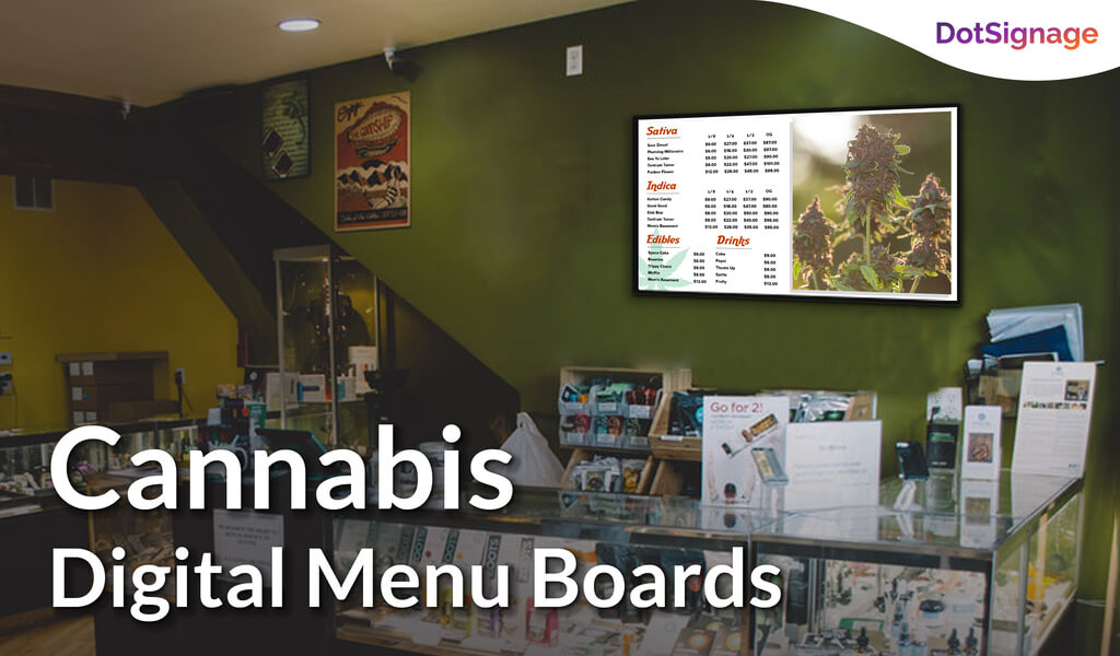 cannabis digital menu boards for dispensary store