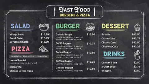 fast food chalkboard template