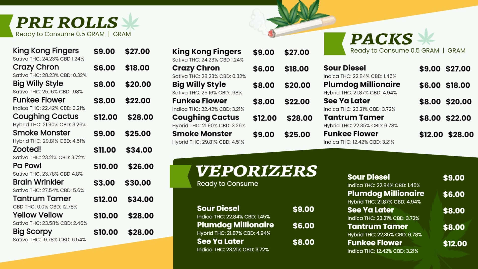 free cannabis menu template