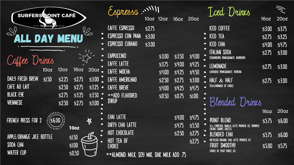 free snack chalkboard menu design