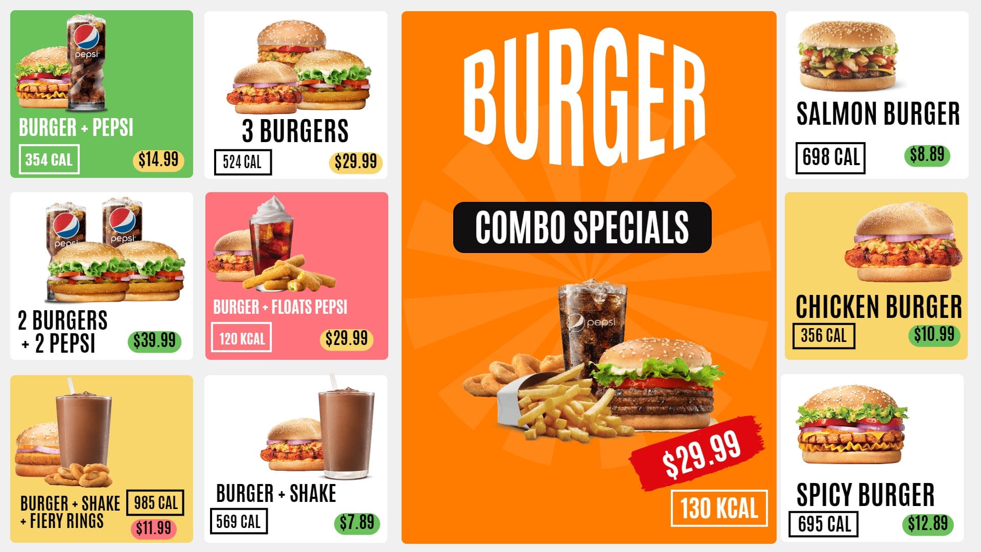 display food calories on menu boards
