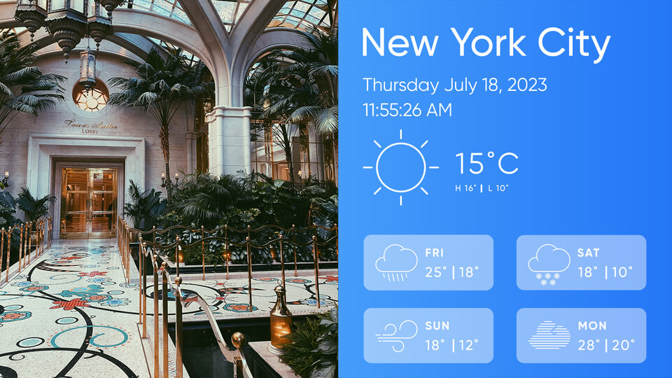 display weather with hotel interior