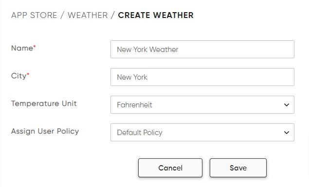 weather app setup and configuration