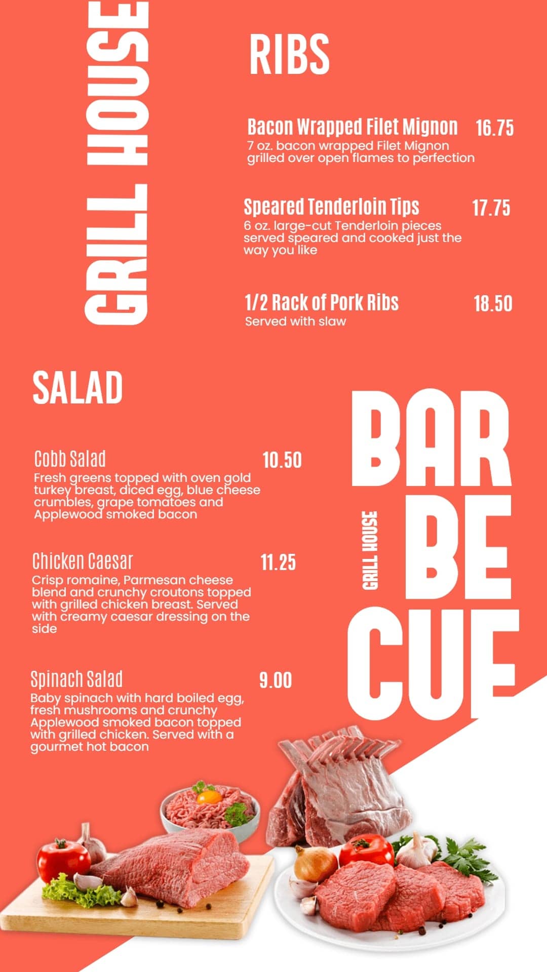 barbecue grill restaurant menu design