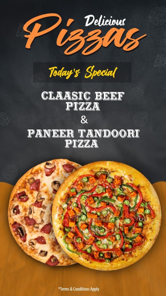 special pizza offer promotion on tv screen display