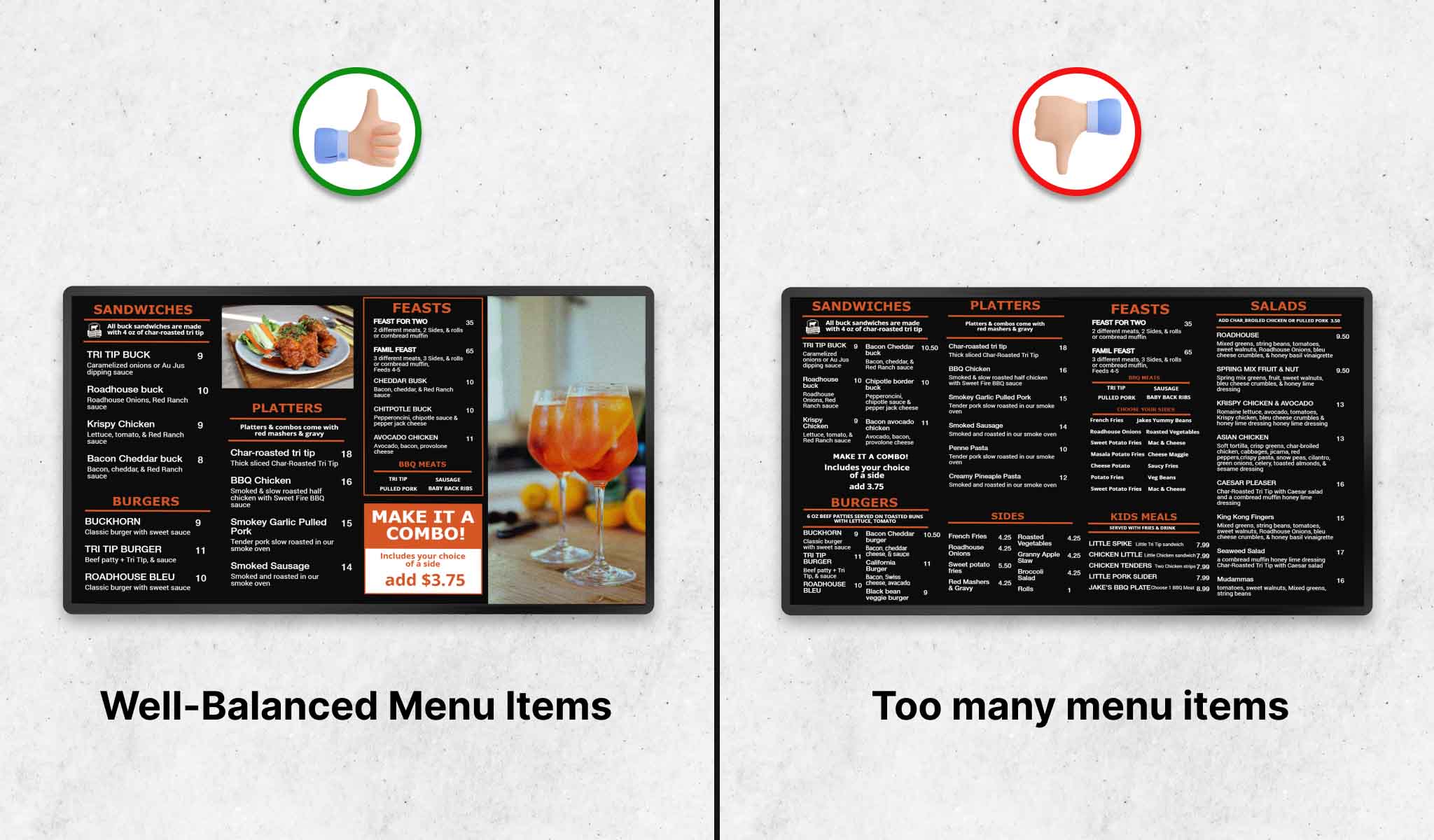too many menu item in design