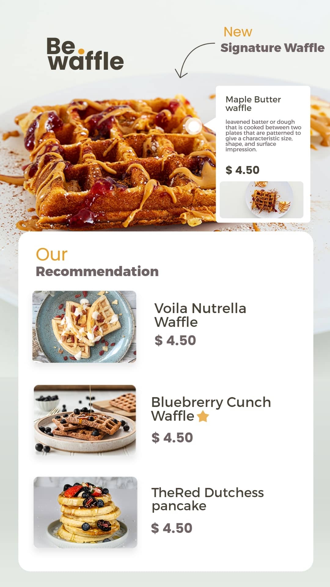 waffle store digital menu templates