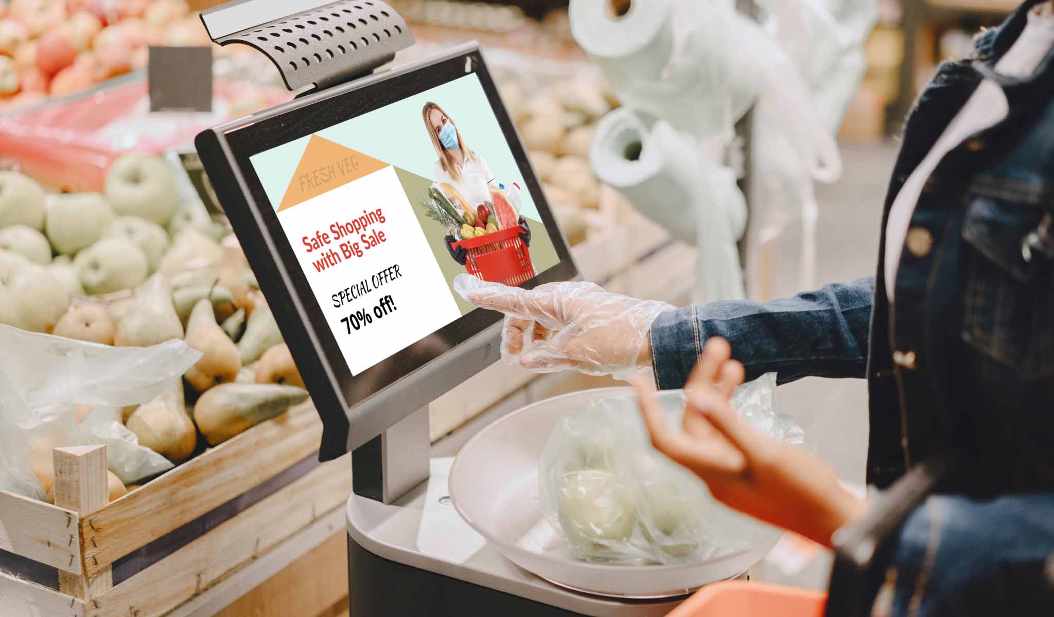 interactive touch screen display for grocery store