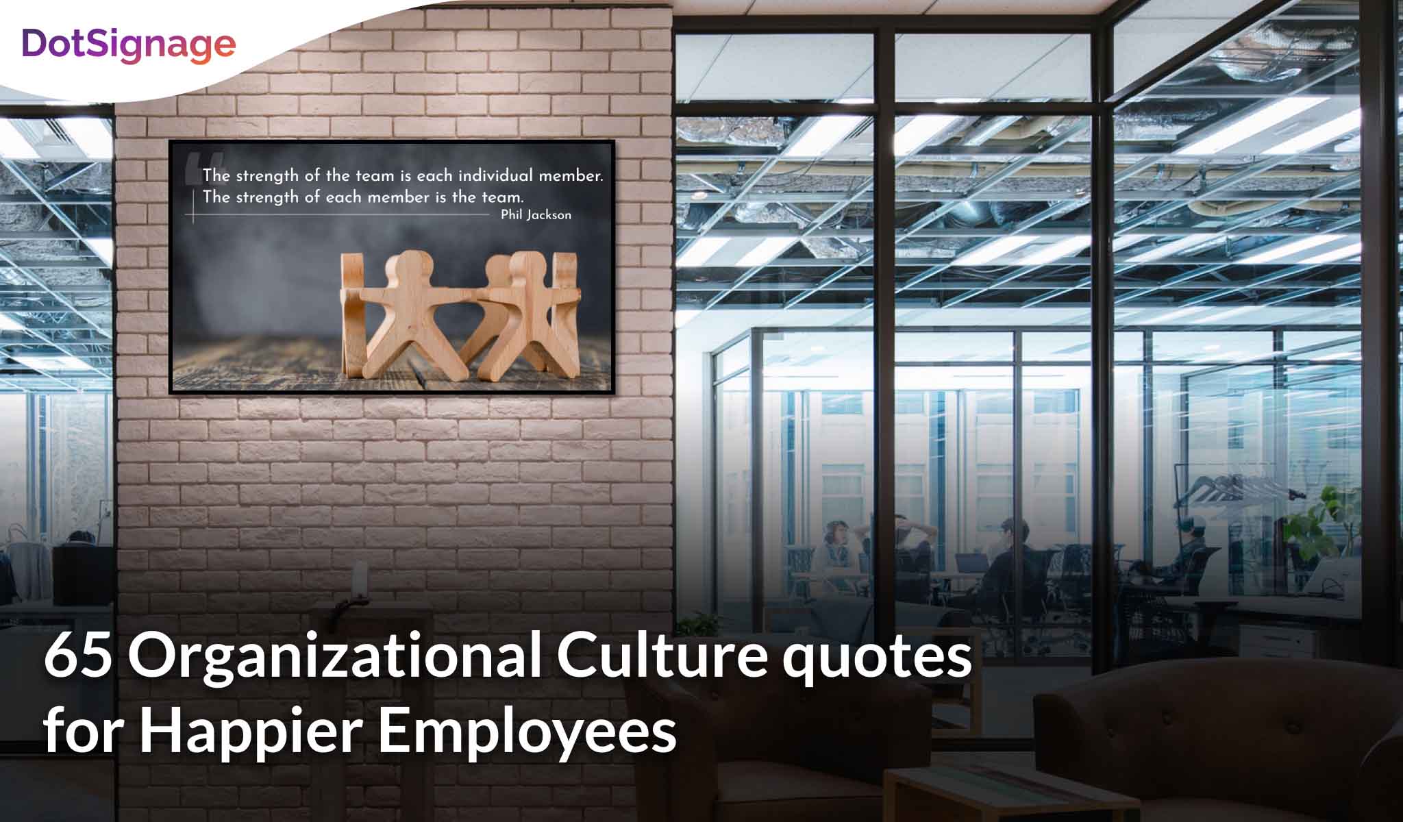 display company culture quote on corporate tv screen