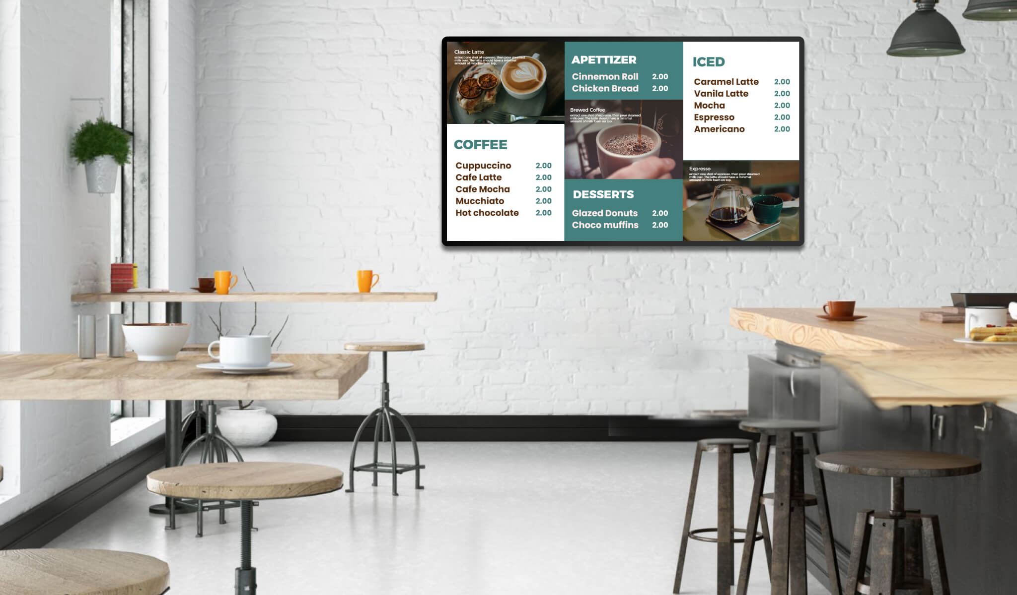 coffee shop digital signage menu