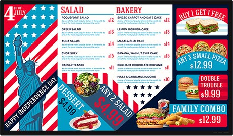 4 july usa food promotion boards