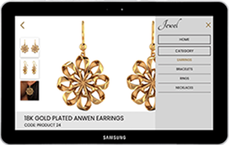 earrings showcase on tablet