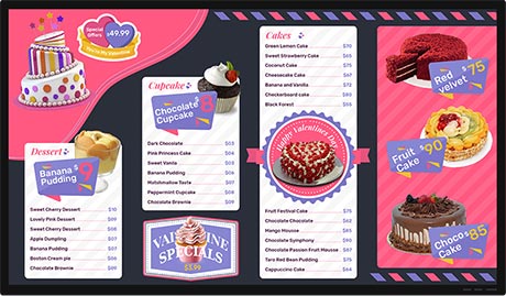 cake shop menu boards