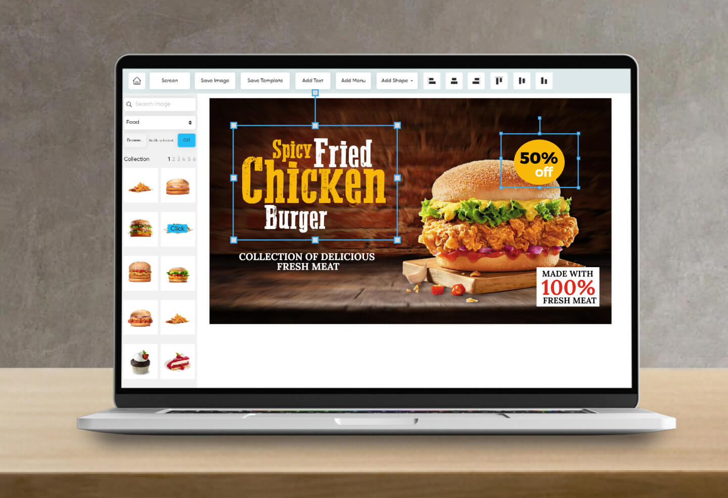 chicken menu board template editor