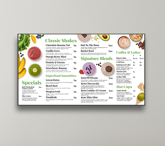 mission nutrition smoothie bar menu boards
