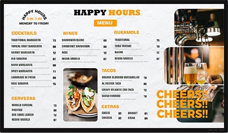 happy hour menu boards