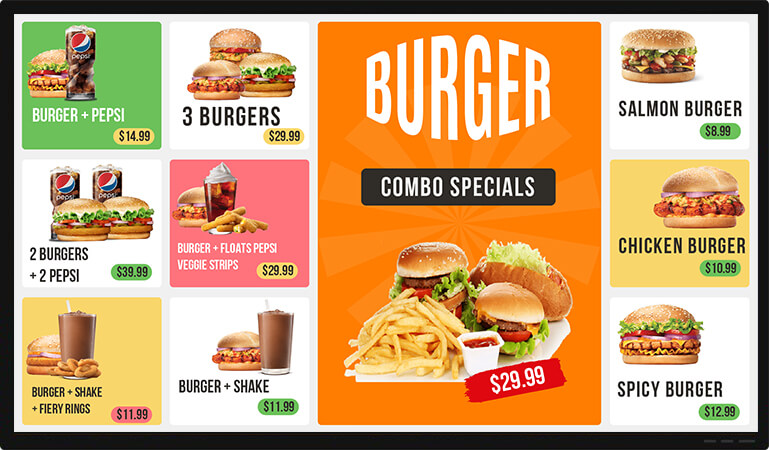 burger combo menu design
