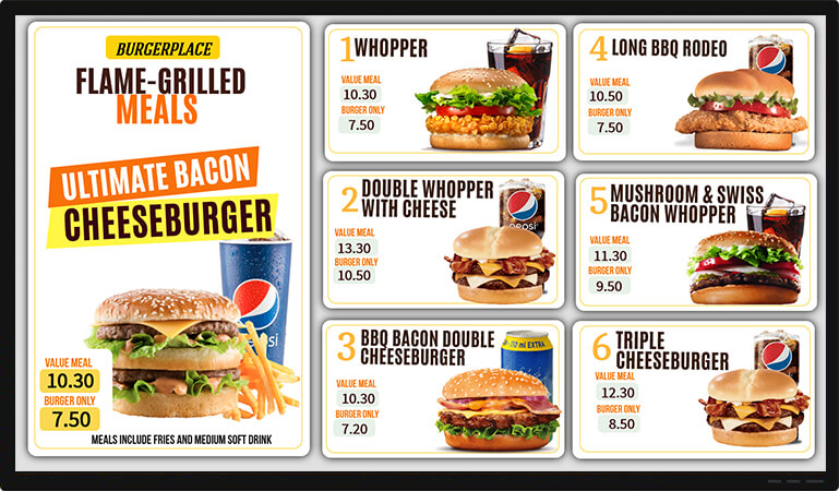 burger meal digital display