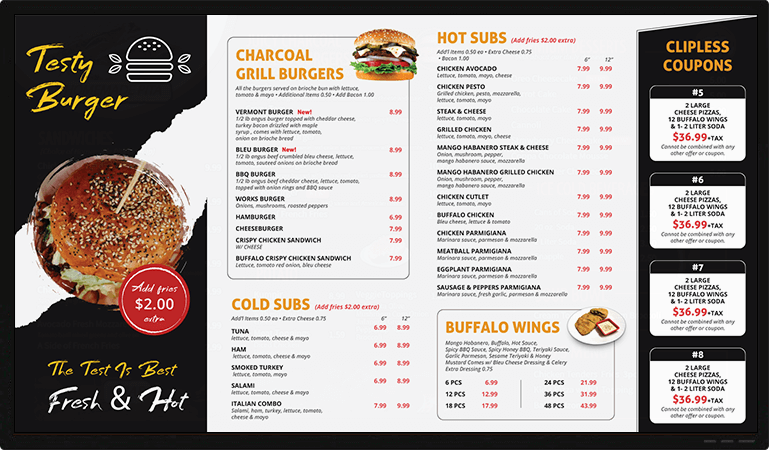 testy burger menu templates
