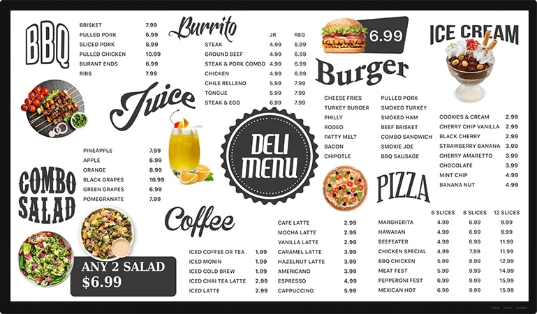 cafe outlet menu templatge
