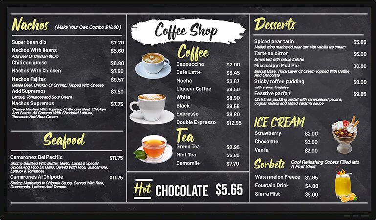 coffee chalkboard tv menu