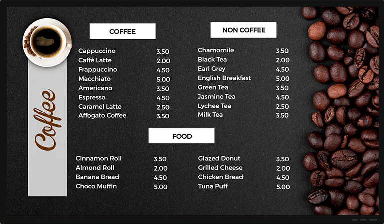 coffee menu templates