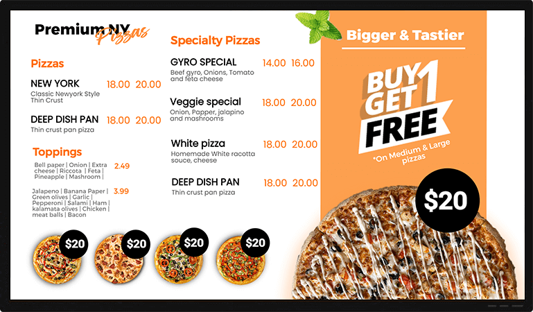 offer promotion pizza menu