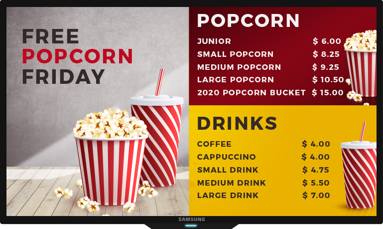 movie theater html food menu