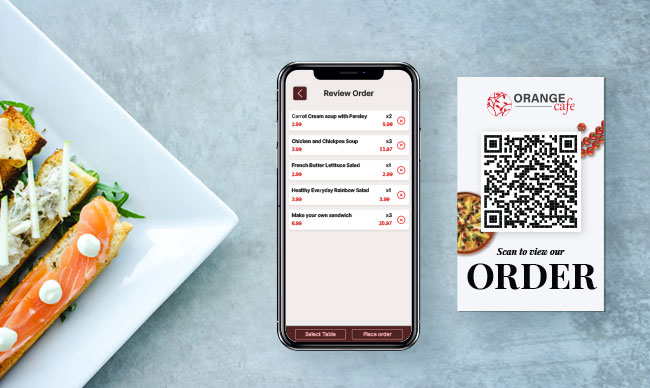 QR code menu food ordering